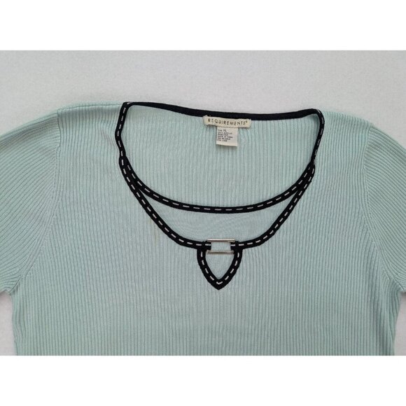 Requirements Women's Sweater Size XL Light Green Ribbed 3/4 Sleeve Pullover - Picture 3 of 13